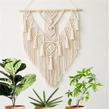 Best BMIDRUT Hanging Macrame Tapestry Woven Boho Wall Art Handmade Home Decor