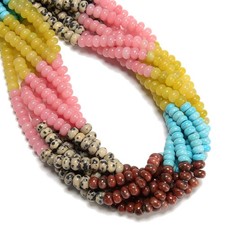 04 Multi-color Gemstone Smooth Rondelle Beads Size 4x6mm 15.5'' Strand