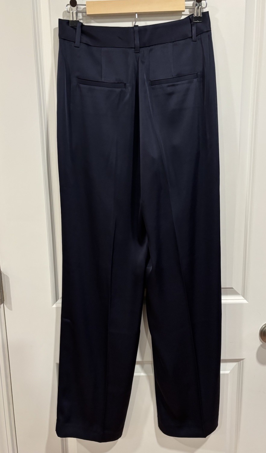 Aritzia The Effortless Blue Satin Wide-Leg Dress Pants Size 6 Sold Out Color image 7