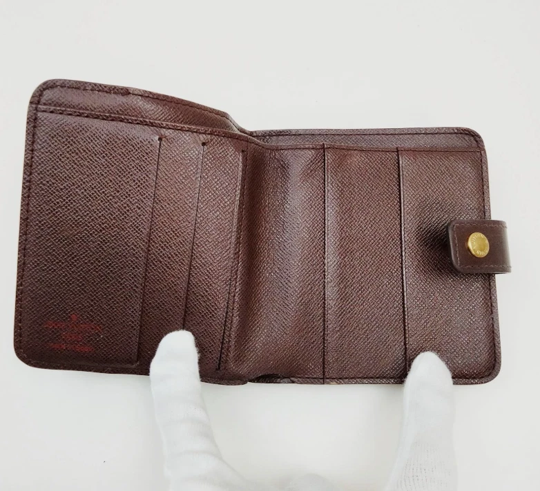 ¡VENDEDOR DE ESTADOS UNIDOS! Cartera Louis Vuitton Damier Level de lona compacta con cremallera doble cremallera Foto 3 de 4