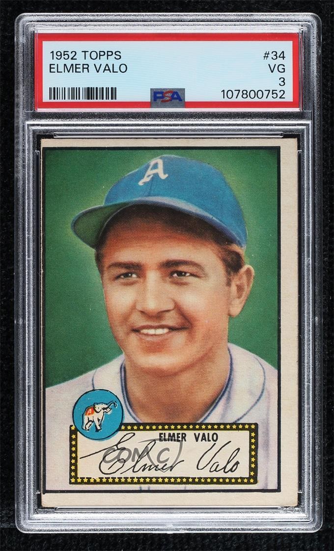 1952 Topps Elmer Valo (Red Back) #34 PSA 3