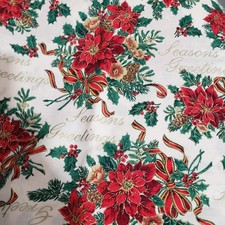 Christmas Poinsettia VIP Cranston Vintage Cotton Sewing Fabric 72x 45" 2 yards