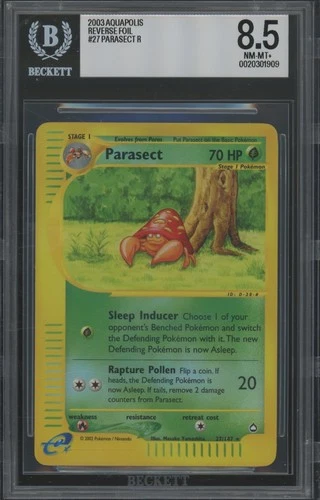 2003 Pokémon Aquapolis Reverse Foil Rare #27 Parasect NM-MT+ BGS 8.5