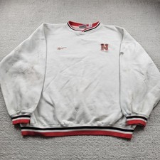 Reebok Sweatshirt Mens XL White Pullover Fleece Crewneck Graphic Logo University