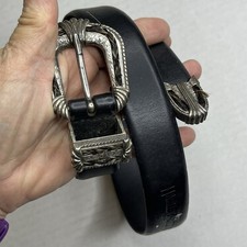 Harley-Davidson 97718-04V Black Belt Silvertone Horsehair Buckle Size 30
