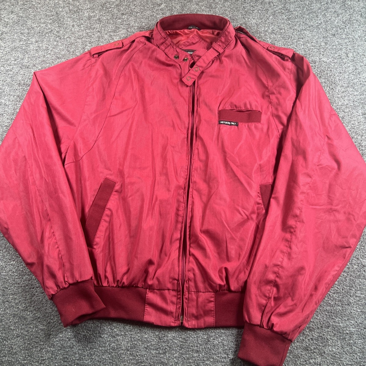 Vintage Members Only Europe Craft Zip Jacket Sz 46 Burgundy Retro Korea