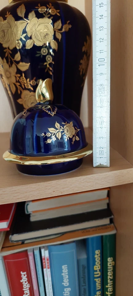 Wunsiedel kobaltblaue Deckelvase blau/gold, Höhe 28 cm, Vitrinenstück, wie neu - Bild 3 von 4