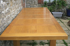 Exceptional 260cm / 8.5ft Solid Oak French Plank Top Harvest Farmhouse Table