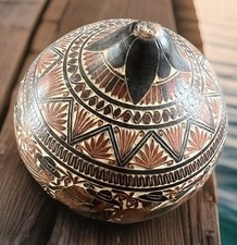 Peruvian Engraved Story Telling Gourd Shaker 4.5" X 5"