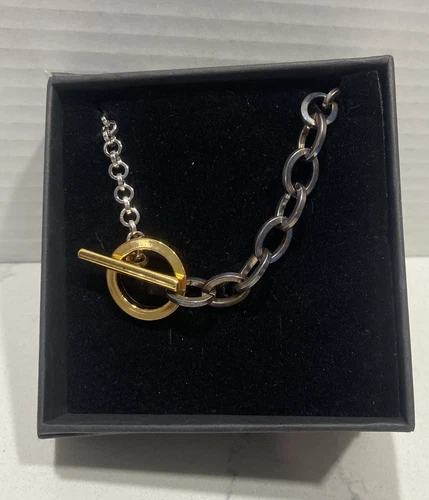 GIVENCHY Collana da donna tono oro e argento alla moda delicata chiusura a T