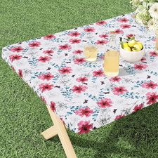 Rectangle Vinyl Tablecloth, Fitted Table Cover, 100 Waterproof, Elastic Edge, F