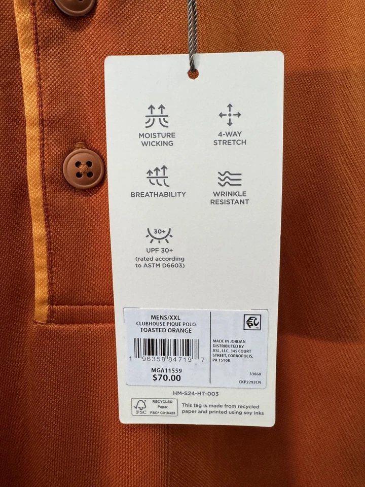 Walter Hagen Golf Polo Toasted Orange NWT - Image 3 of 3
