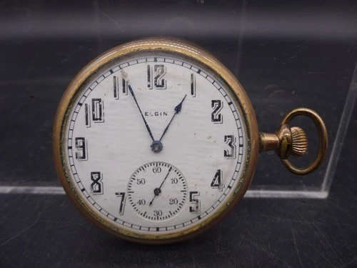 ELGIN Antique early 1900's Open Face Pocket Watch 4.5cm, Gold Filled, Parts Only