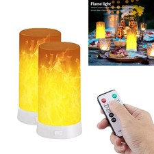 1/2x LED Flamme Lampe Fackel Feuer Licht Nachtlicht Flammeneffekt Fernbedienung