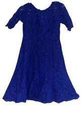 Eliza J Fit and Flare Lace Tulip Dress Blue Lace Size 4 #EJ4M6910 Cocktail