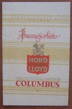 COLUMBUS (North German Lloyd) 1932 First Class