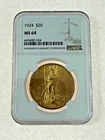 1924 $20 GOLD ST. GAUDENS NGC MS64
