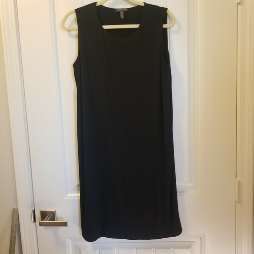 Eileen Fisher Womens Dress Black Small mock overlay, Witchy Goth Feminine - Picture 9 of 11