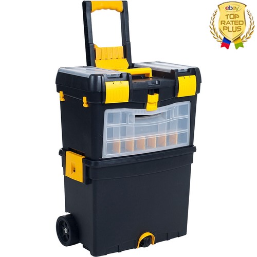 Tragbare Roll Werkzeugkiste Rollen Komfortgriff Schubladen 24 Kleinteile Fächer - Bild 1 von 6