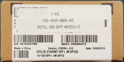 Intel SR SFP  Two Mogules 105-000-669-00 Optical Transceivers
