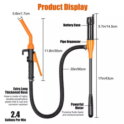 Portable Powered Battery Liquid Transfer Pump 2.4 GPM for Gasoline Diesel Fuel - Picture 22 of 24