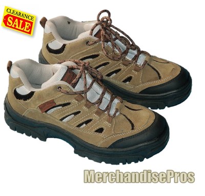 MEN'S BLUFF CREEK LEATHER TRAIL HIKING SHOES 11D & STARTER CREW SOCKS BUNDLE NEW