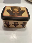 1983 VINTAGE TEDDY BEAR TIN  By Chein Ind. For Bristol Ware  4”L x 3”W x 2..5”H
