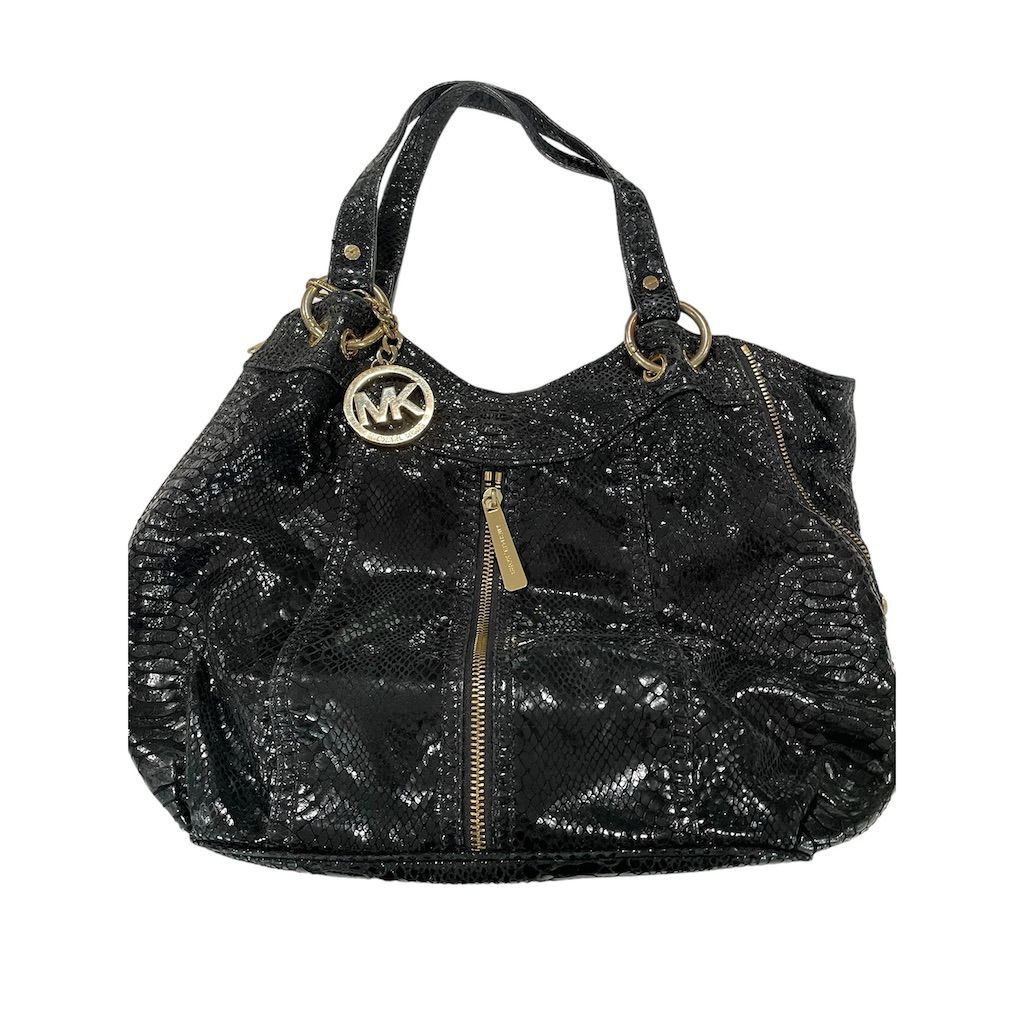 Michael Kors Black python Snakeprint Leather Shou… - image 1