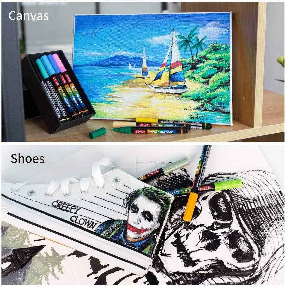 ZEYAR Premium Acrylic Paint Pen, Water Based, Extra Fine Point, 18