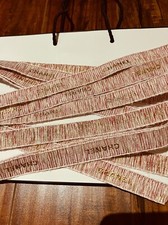 CHANEL Pink Glittered  Metallic Gold Lettering Ribbon - 1 Yard / 3 Feet Long