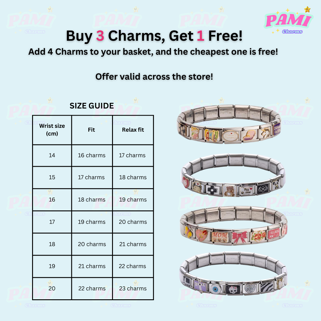 Pacemaker ID Enamel Italian Charm Triple Set - 9mm Stainless Steel Links For Bracelets, MT240 - View #12