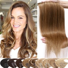 CLEARANCE Human Hair Extensions Clip In 100 Real Remy Hair Full Head Brown Weft