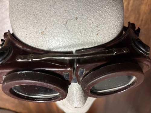 Antique Willson kover-mor Steampunk Welding Saftey Goggles Green Lenses Nice! - Picture 6 of 13
