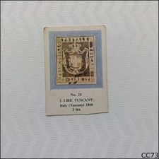 Twinings Rare Stamps #25 3 Lire Tuscany 1860 Italy Tea Card (A) (CC73)