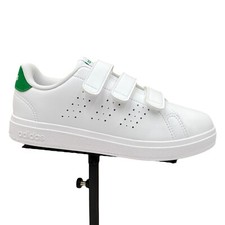 Adidas Advantage Base Youth Boys Girls Slip-on Sneakers Size 3 White Lightweight