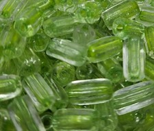 50 Pcs Transparent Lime 10mm Faceted Tube Small Glass Craft Jewelry Beads VTG