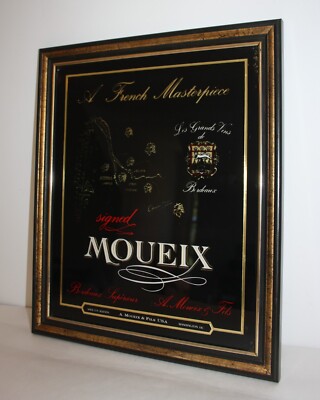 Framed Advertising French Wine Moueix Boutique Bar Picture France Black Gold