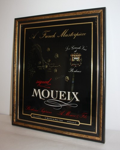 Framed Advertising French Wine Moueix Boutique Bar Picture France Black Gold