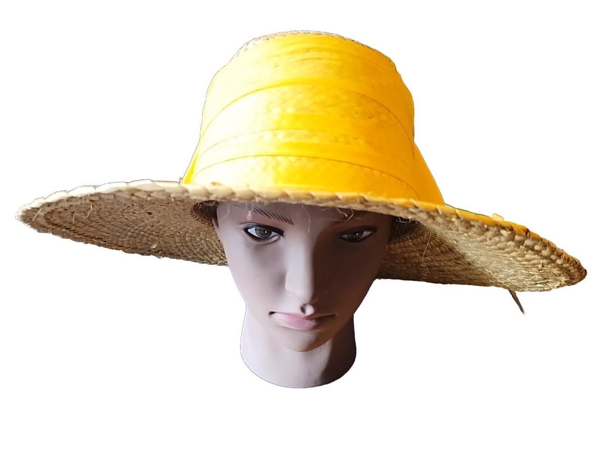 Happy Cappers Straw Hat w YellowScarf Vintage Medium The  display picture 2