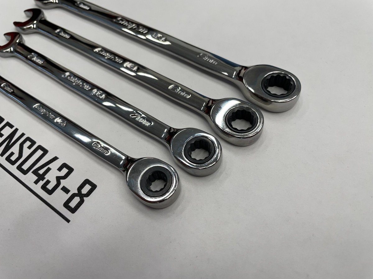 Snap-on Tools NEW 4pc METRIC Non-Reverse Ratcheting Combo Wrench