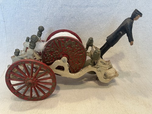 Vintage Lot Cast Iron Fire Hook & Ladder Fire Truck-2 & 3 Horse Drawn Wagons - Picture 13 of 24