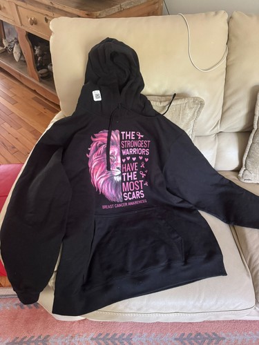 Breast Cancer Awareness Survivor Warrior Pink Lion Pullover Hoodie- Size L -New