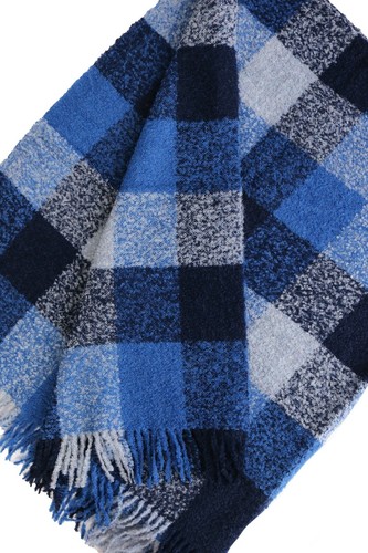 BestSockDrawer Blue grey checkered alpaca wool throw - Picture 2 of 3