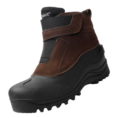 RIEMOT Herren Winter Stiefel Boots Braun Winterstiefel Herren Gefüttert und Wasserdicht