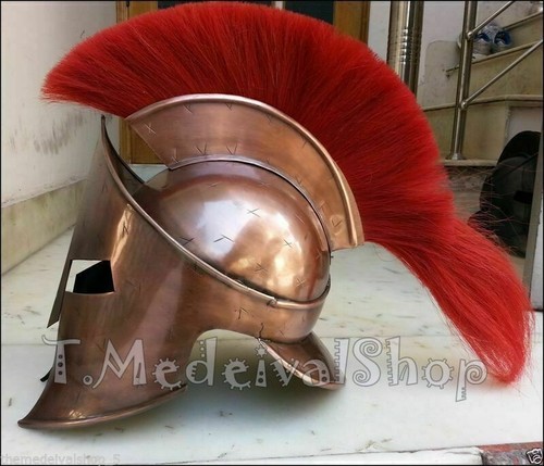 Traders Spartan Helmet Medieval Retro Helmet W/Plume Halloween Costume - 第 5/8 張圖片