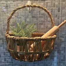 Wicker Basket For Flowers, Wall Hanging, Porch-Read Description