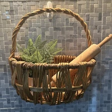 Wicker Basket For Flowers, Wall Hanging, Porch-Read Description