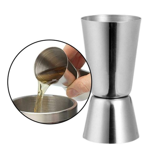 Steel Double Single Shot Measure Spirit Bar Cocktail .Nice✨UK Drink Cup I3H4 - Picture 7 of 12