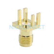 5x SMA Female Socket End Launch PCB Mount Wide Flange Solder Connector 1.6mm