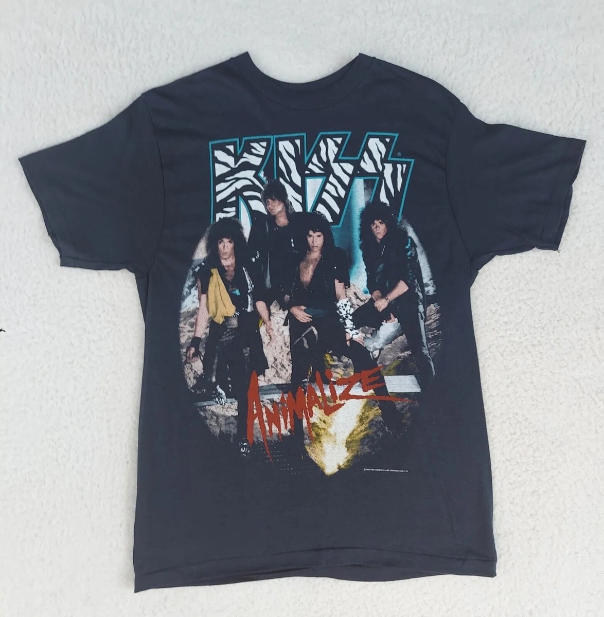 New 1984 Kiss Animalize Tour Original Concert T Shirt Medium Black